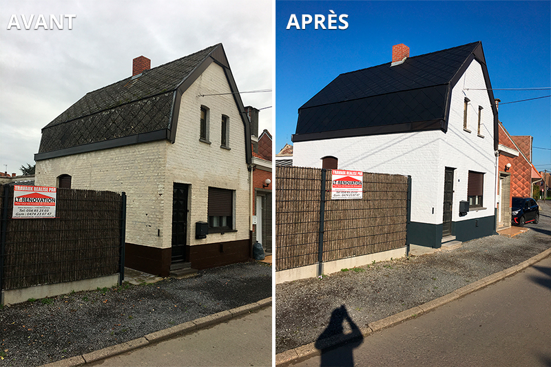 Chantier toiture tuiles avant et après